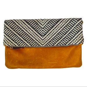 Anthropologie: Leather & woven crossbody/ clutch